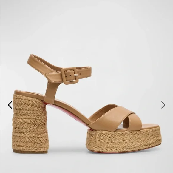 Christian Louboutin
70mm Calakala Leather Crisscross Espadrille Sandals 6.5 - Picture 2 of 8